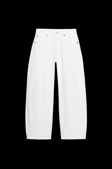 Zara TRF MID-RISE BAGGY BALLOON JEANS - White - Image 0