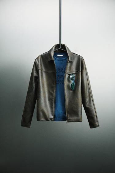 FADED LEATHER EFFECT JACKET - Oil by Zara - Image 0