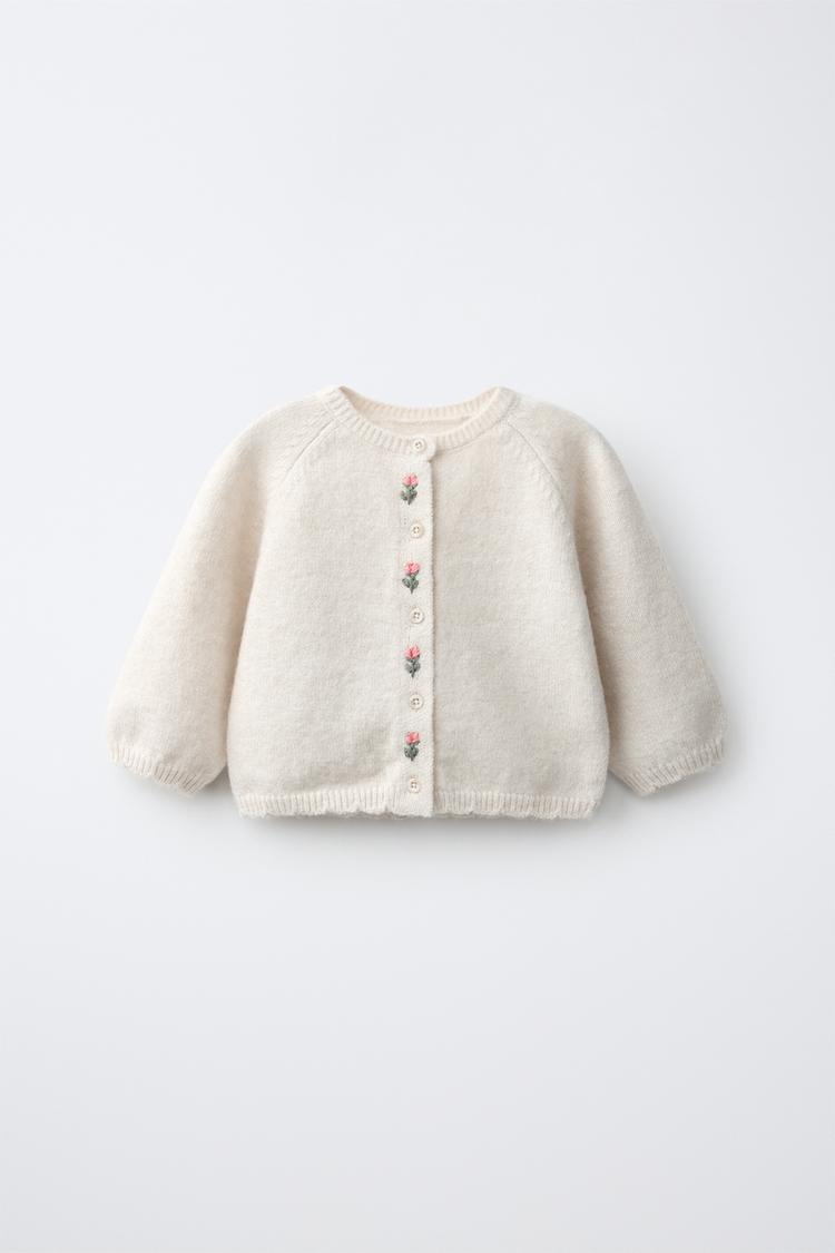 CHAQUETA PUNTO FLORES BORDADAS