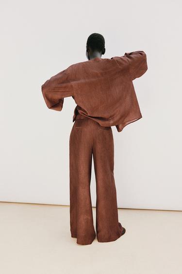 PANTALON FLUIDE LARGE - brique foncée de Zara - Image 4