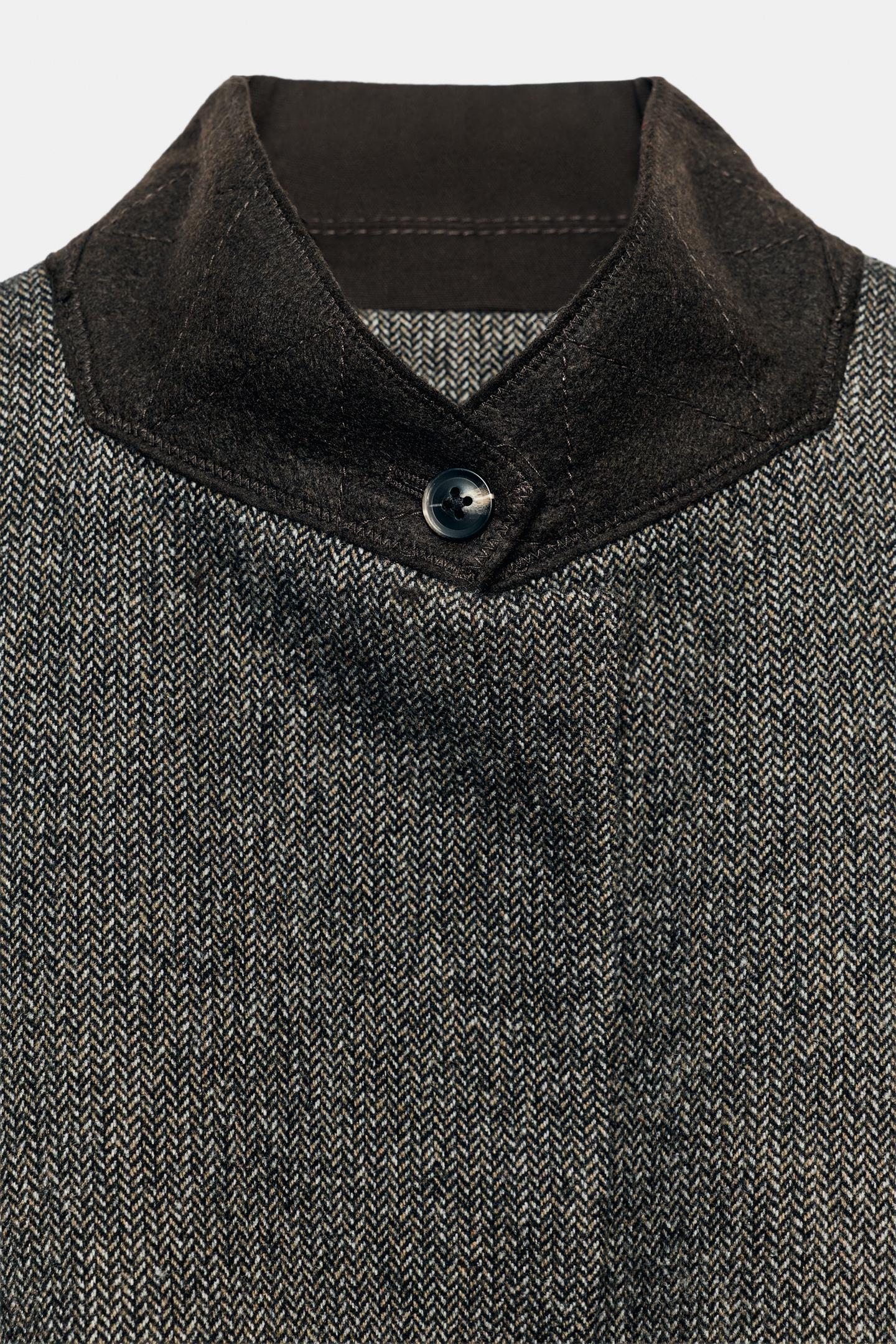 Женский пиджак Zara ZW Collection Fitted Wool, цвет: Серый / Рыжевато-коричневый — фото 9