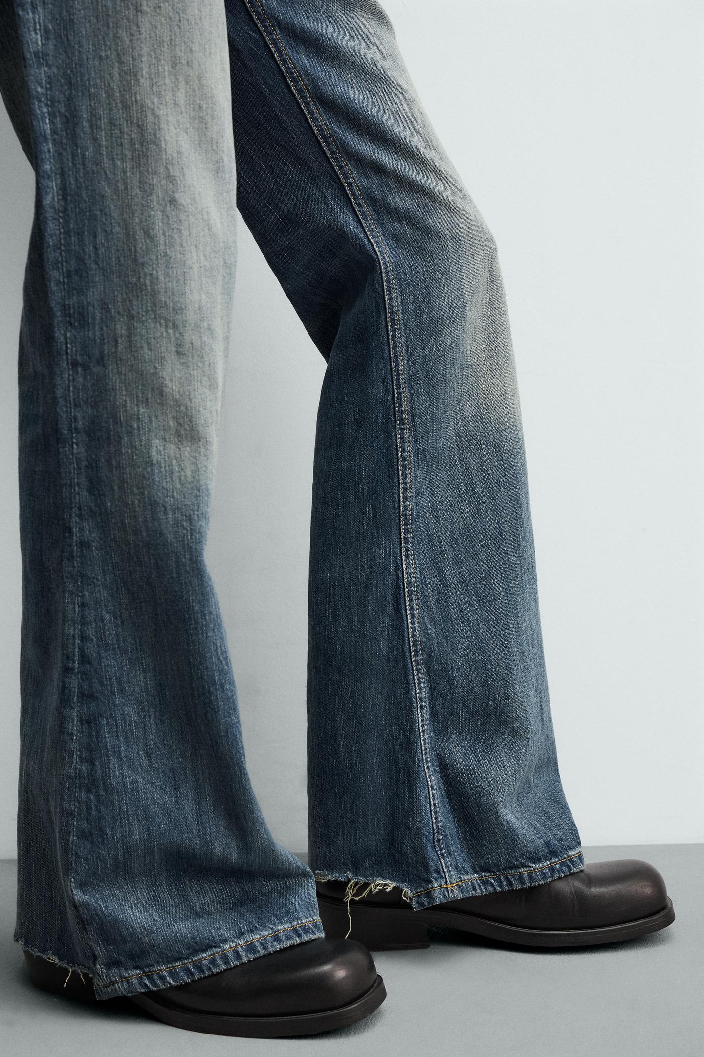 Мужские джинсы Zara Flare Fit, цвет: Синий / Зелёный — фото 7