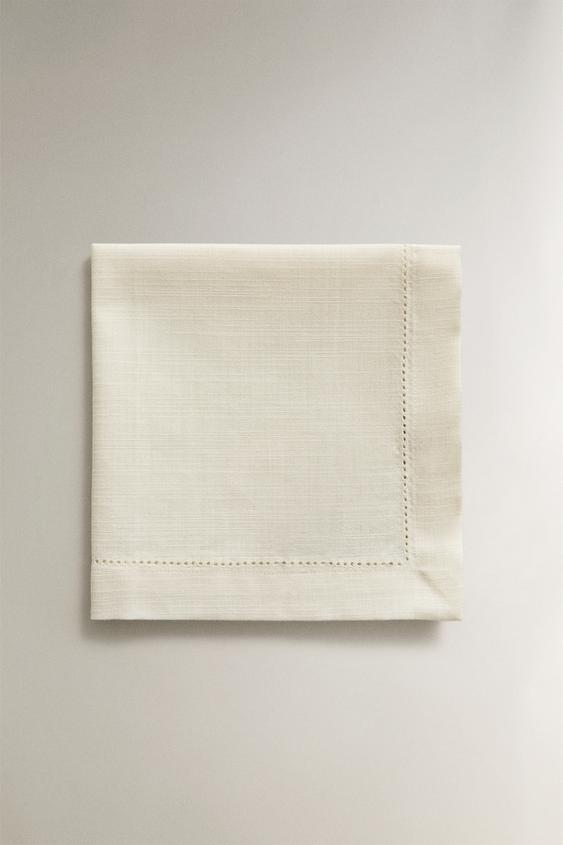 SERVIETTE DE TABLE COTON JOUR ÉCHELLE - Blanc de Zara - Image 0