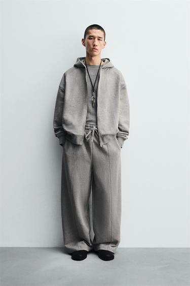 PANTALON COUPE LARGE COUTURES - Gris chiné de Zara