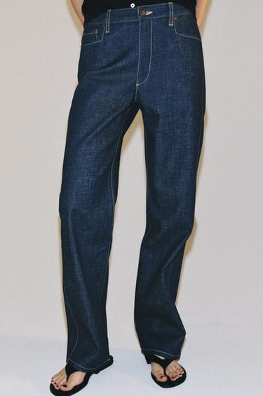 ZW COLLECTION STRAIGHT HIGH-WAIST JEANS - Blue by Zara - Image 3