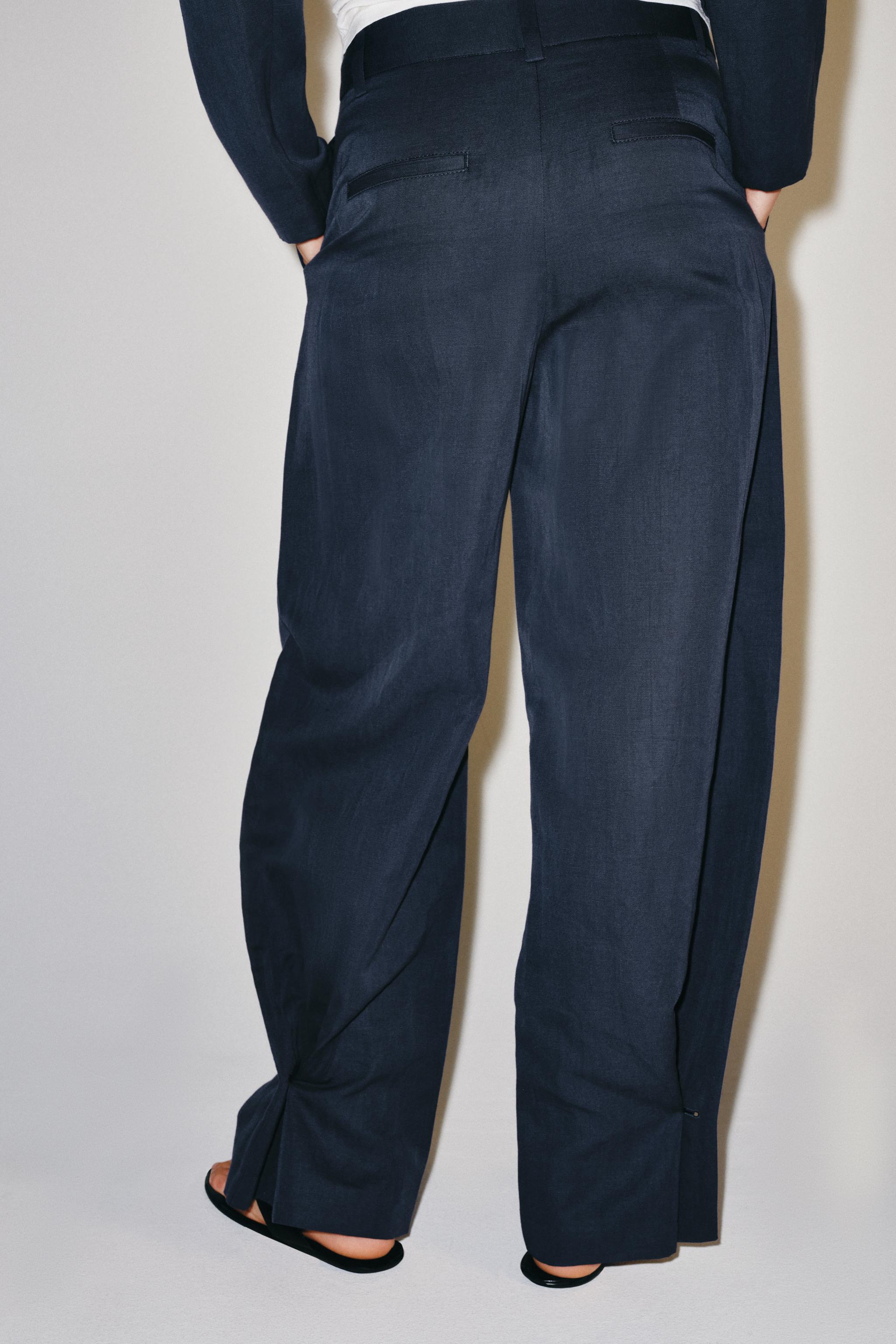 ZW COLLECTION LINEN-BLEND BARREL TROUSERS