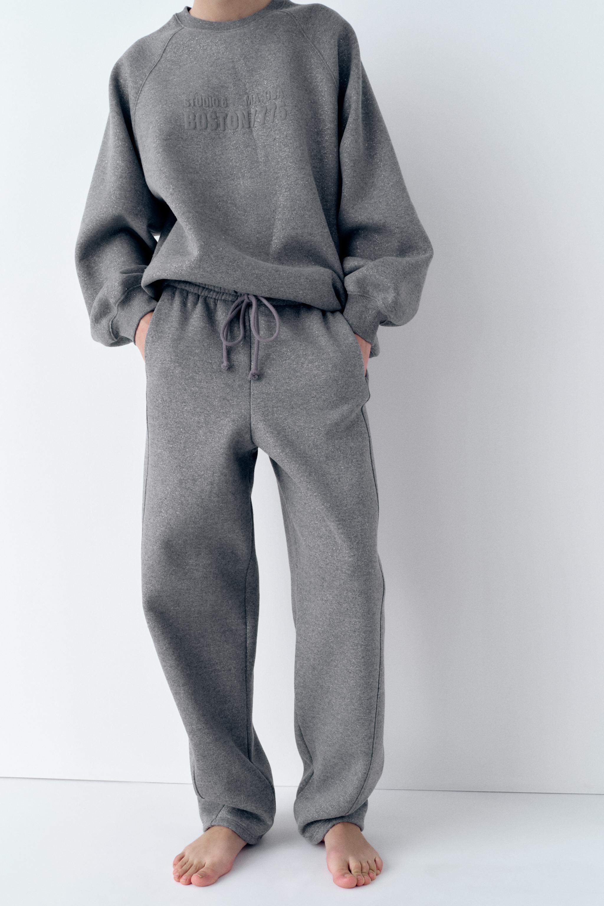 SHINY PLUSH JOGGING PANTS - Gray marl | ZARA United States