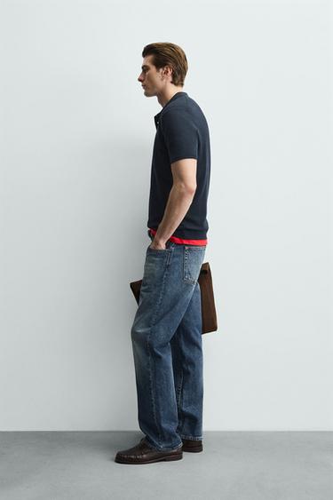 POLO REGULAR FIT EN MAILLE - Bleu marine de Zara - Image 3