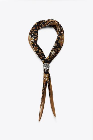 METALLIC PIECE PRINTED BANDANA - Brown by Zara