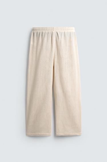 RELAXED FIT OPEN WEAVE TROUSERS - Bone by Zara - Image 1