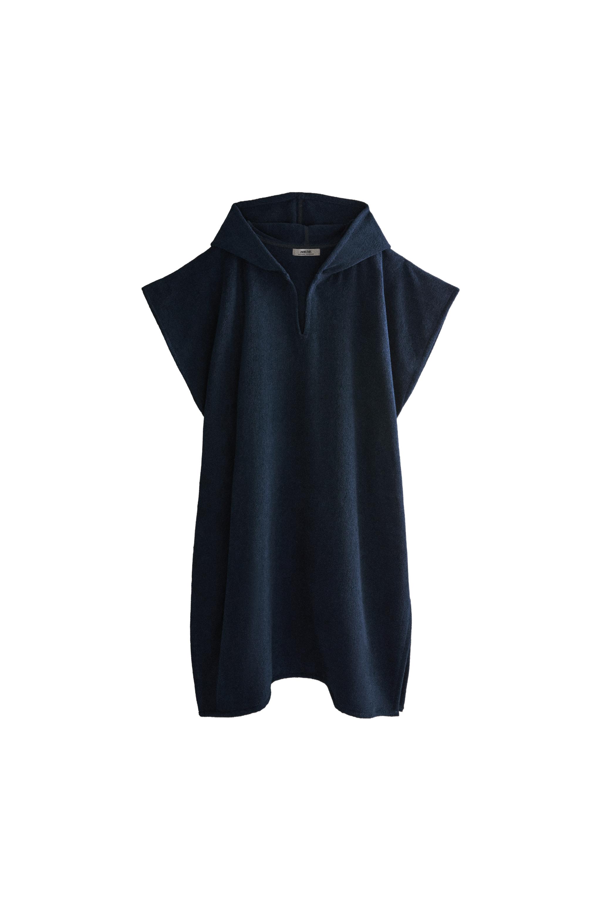 COTTON TERRYCLOTH BEACH PONCHO - Navy blue | ZARA United States