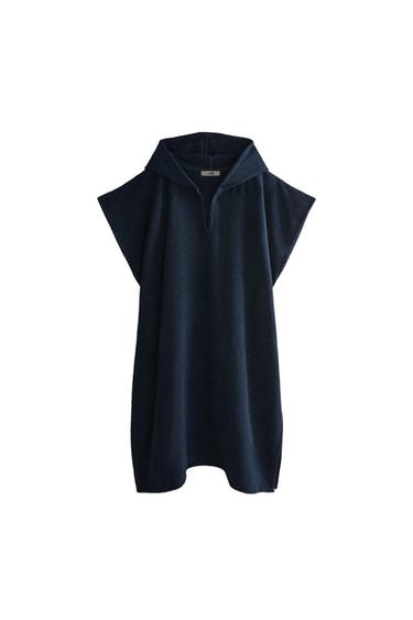 STRANDPONCHO AUS BAUMWOLLFROTTEE - Marineblau von Zara