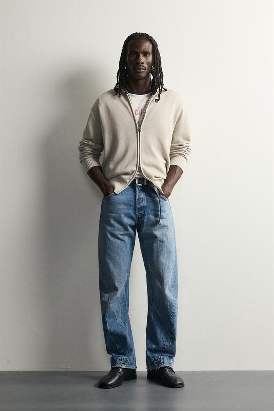 WASHED ZIP CARDIGAN - Ecru by Zara - Image 0