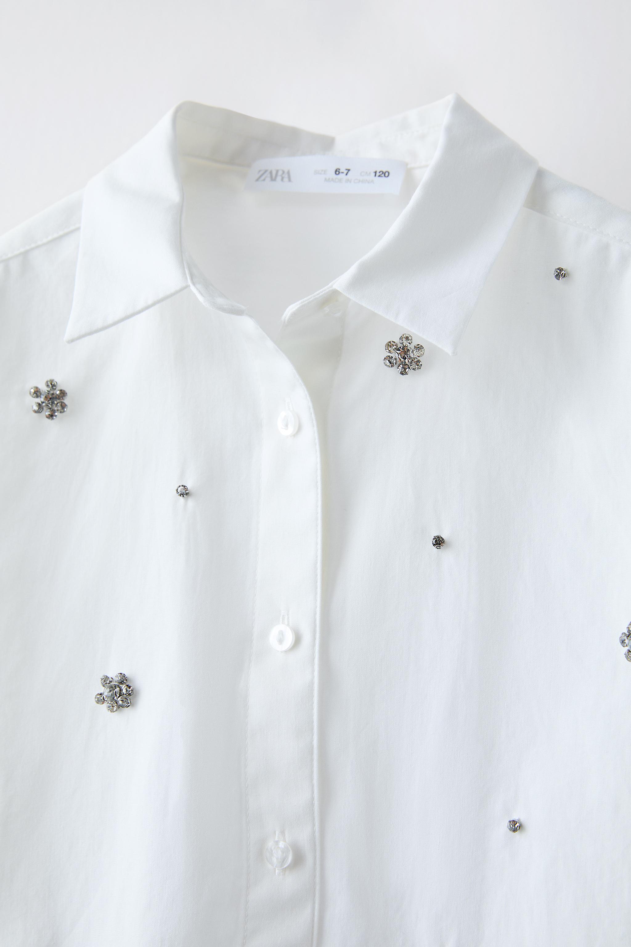 ZARA JEWEL TRIM BUTTONED DOWN shops SHIRT