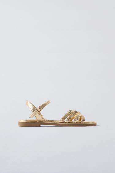 METALLIC STRAPPY SANDALS - Gold by Zara