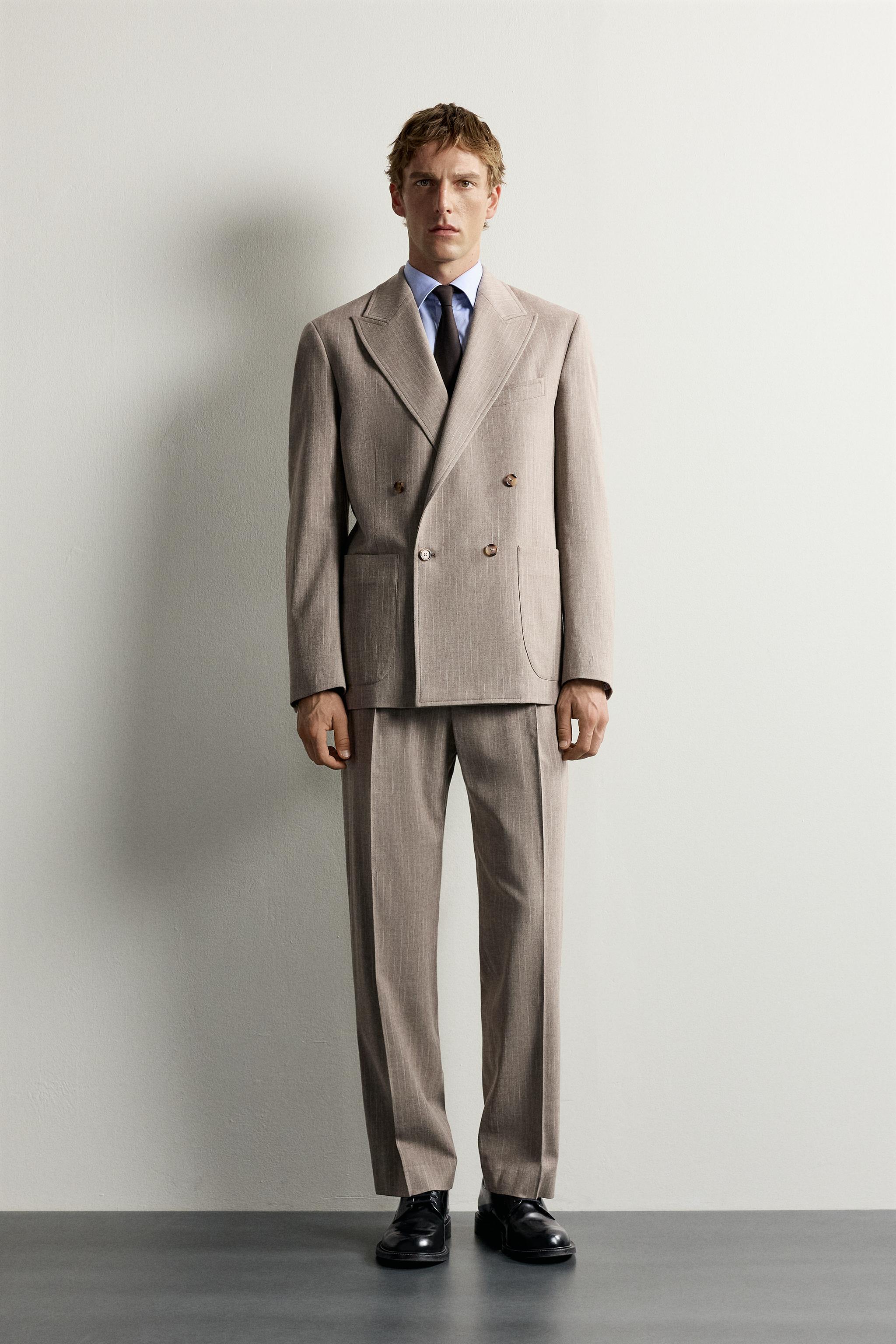 Мужские брюки Zara REGULAR FIT PINSTRIPE SUIT TROUSERS