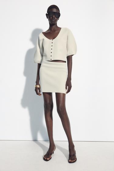 CHAQUETA PUNTO MANGA ABULLONADA - Piedra de Zara