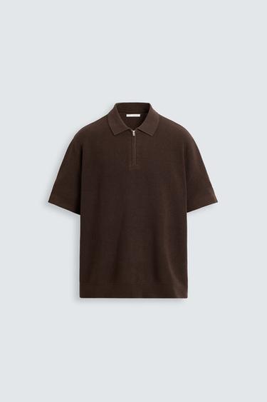 POLO PUNTO PERLADO CREMALLERA - Chocolate de Zara