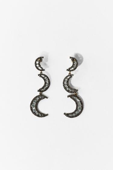 SHINY MOON EARRINGS - Golden by Zara