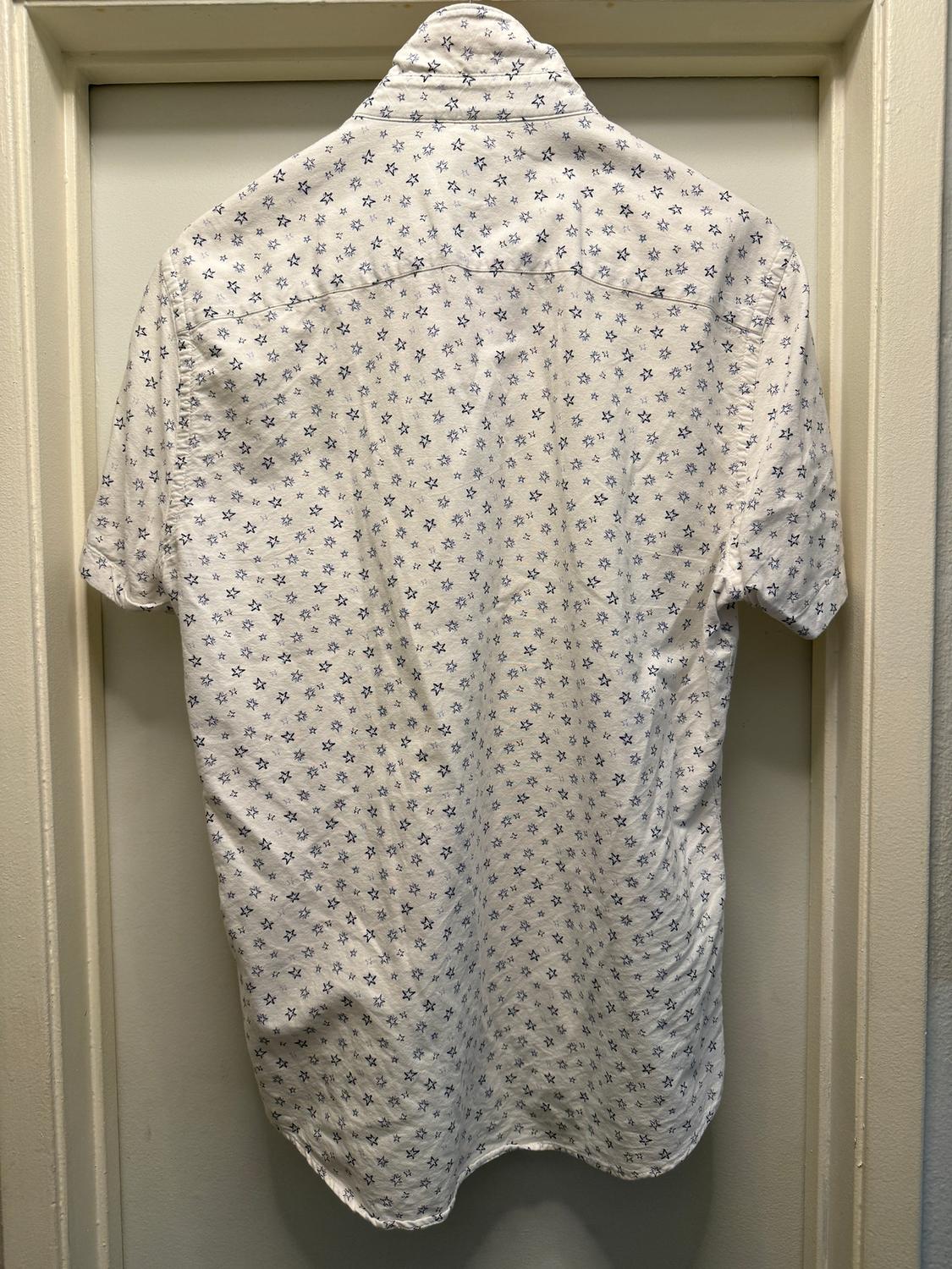 SHORT SLEEVE STAR PRINT WHITE SHIRT - Image 2