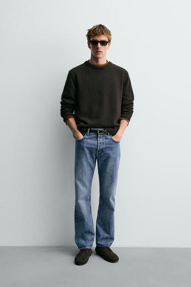 JEANS STRAIGHT FIT BOOTCUT AARON LEVINE X ZARA - أزرق وسط الخاص بـ Zara
