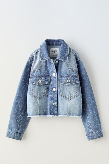 DENIM JACKET WITH RHINESTONES - Blue by Zara - Image 0