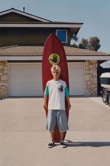 Zara KONTRASTSETE VARRUKATEGA T-SÄRK ZARA X BODY GLOVE ® - Valge