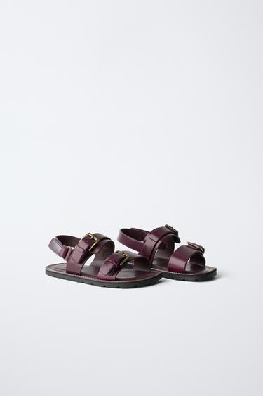SANDALES EN CUIR - Violet aubergine de Zara - Image 1