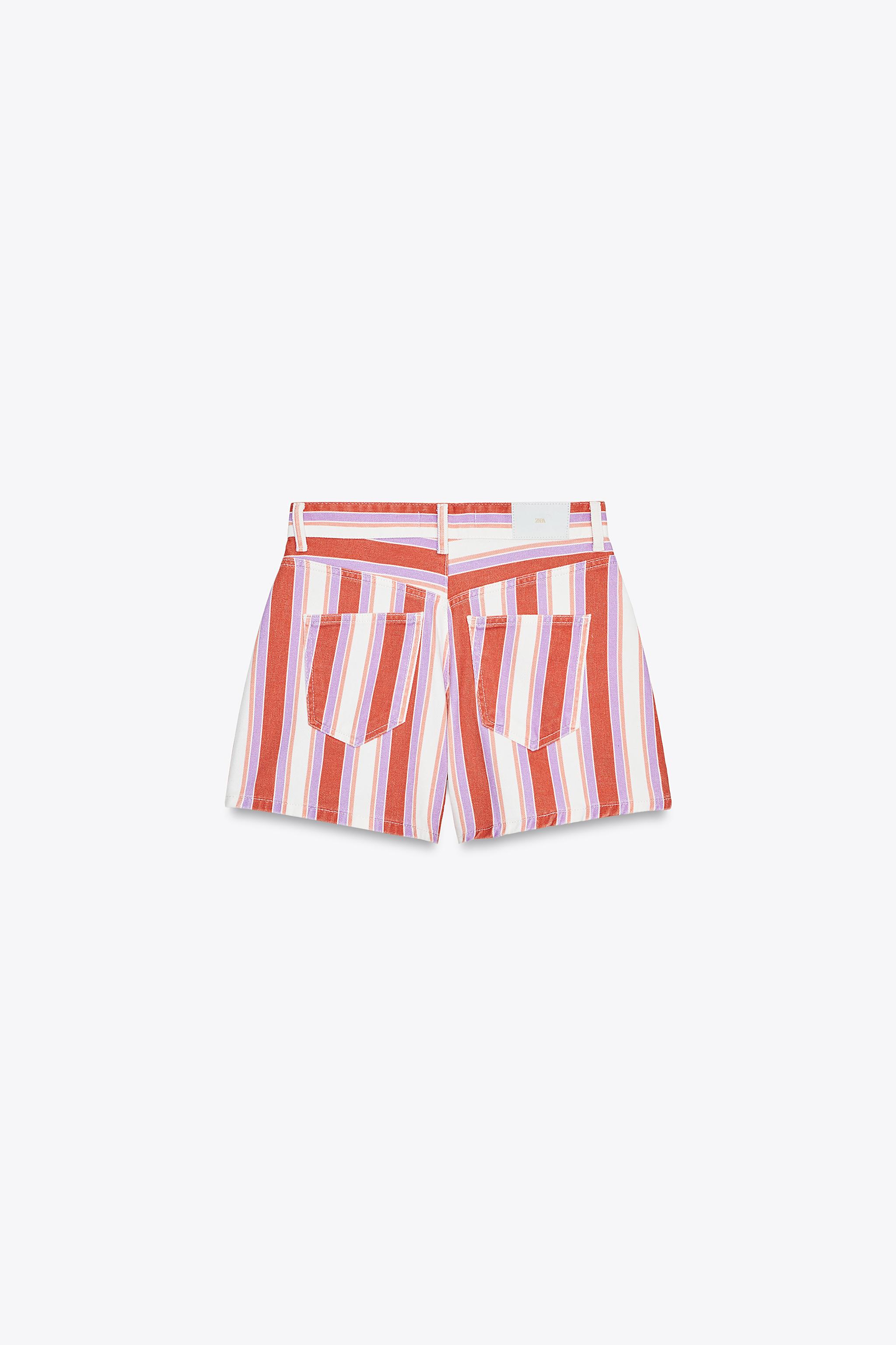 ZARA Z1975 MOM FIT ハイウエスト ストライプショートパンツ Z1975 MOM FIT HIGH-WAISTED STRIPED SHORTS - Multicolored