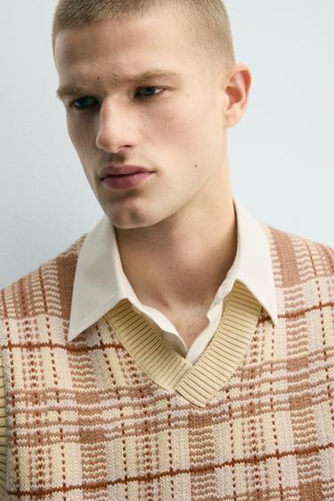 JACQUARD KNIT CHECKS WAISTCOAT - Yellow by Zara - Image 4