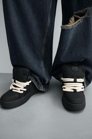 Zara SKATE SNEAKERS WITH ROPE LACES - Black - Image 0