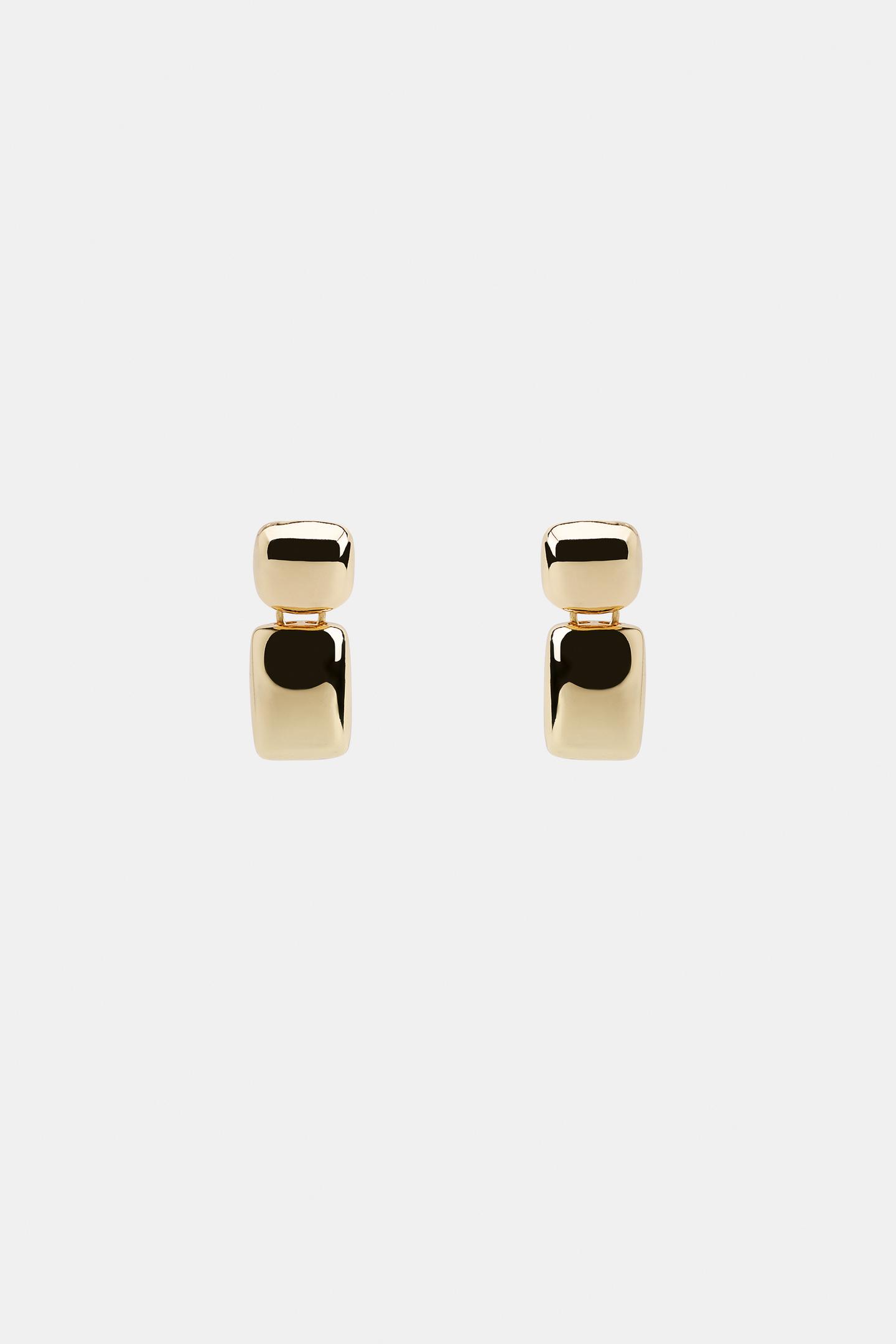 Женские серьги Zara Geometric Metal Dangle, цвет: Золотой — фото 3