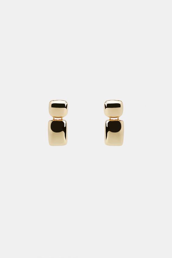 GEOMETRIC PIECE METAL EARRINGS - Golden by Zara - Image 2