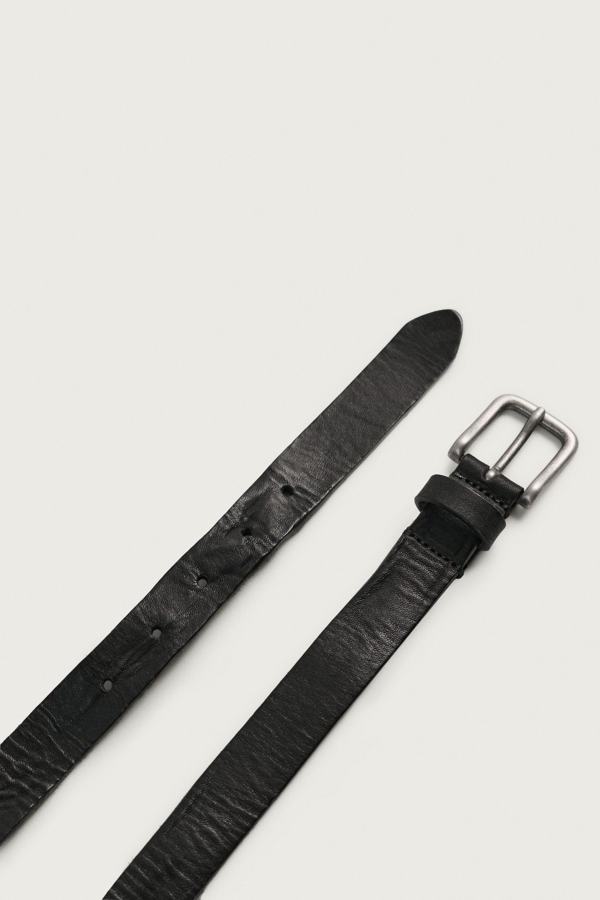 AARON LEVINE X ZARA VINTAGE EFFECT LEATHER BELT — Black