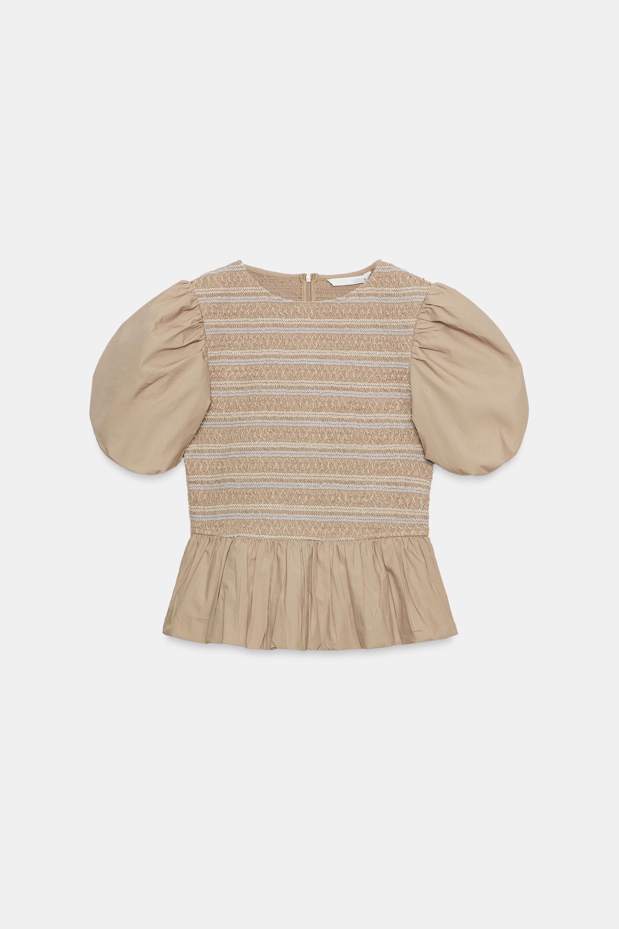 EMBROIDERED SMOCKED BALLOON TOP
