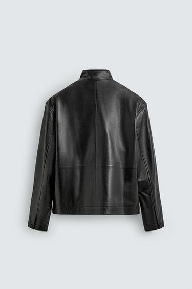 RELAXED FIT LEATHER JACKET - Black by Zara - Image 6