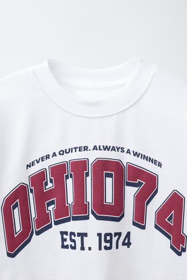 VARSITY EMBOSSED SLOGAN T-SHIRT - White by Zara - Image 2