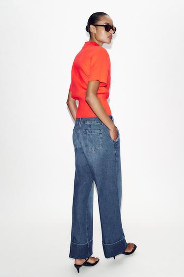 JEAN Z1975 DROIT TAILLE BASSE À REVERS - Bleu de Zara - Image 4