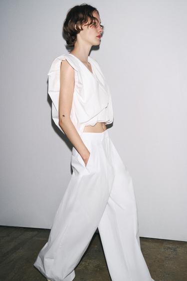 ZW COLLECTION POPLIN PEPLUM TOP - White by Zara