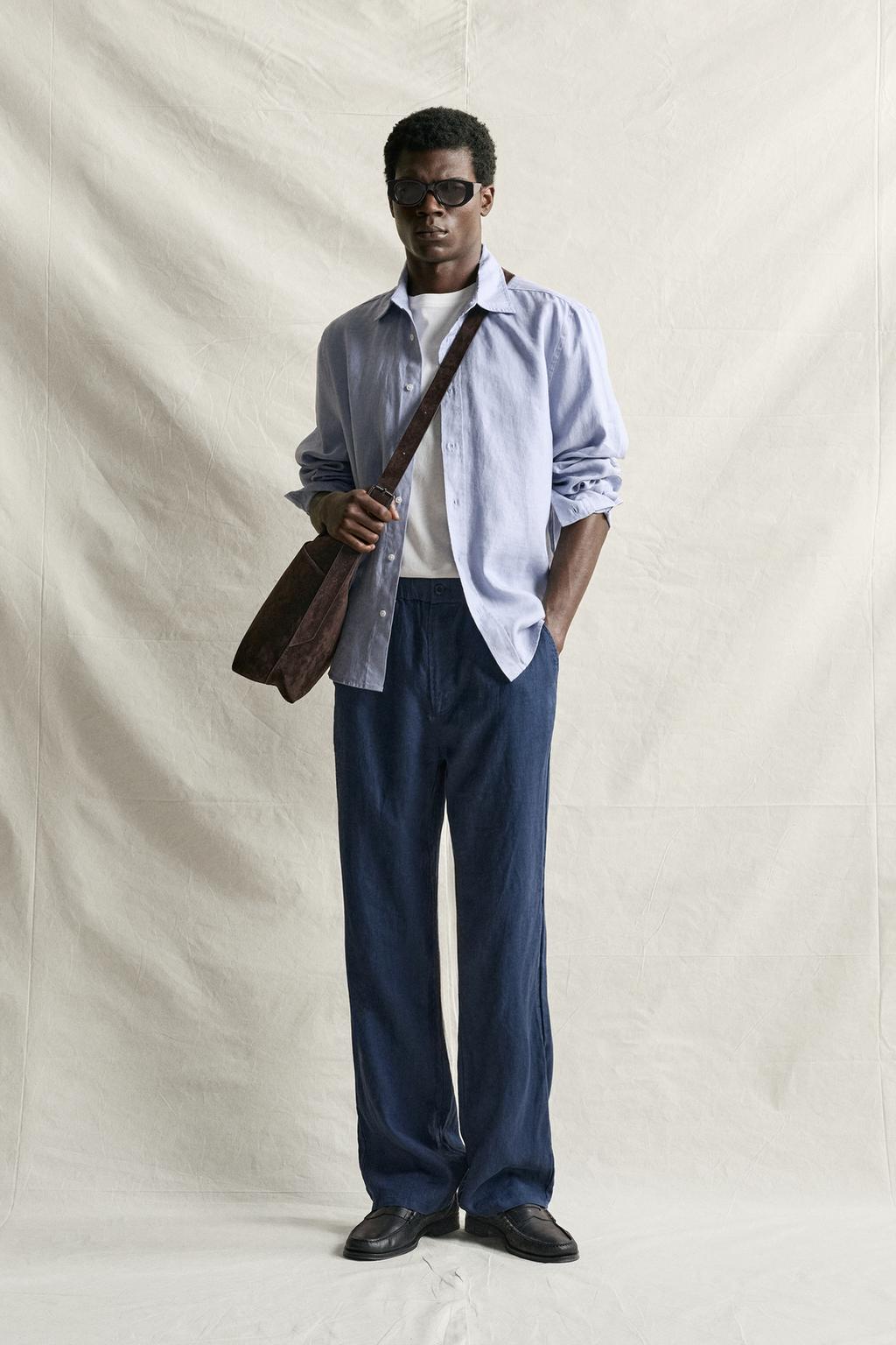 Zara Regular fit 100% kətan şalvar