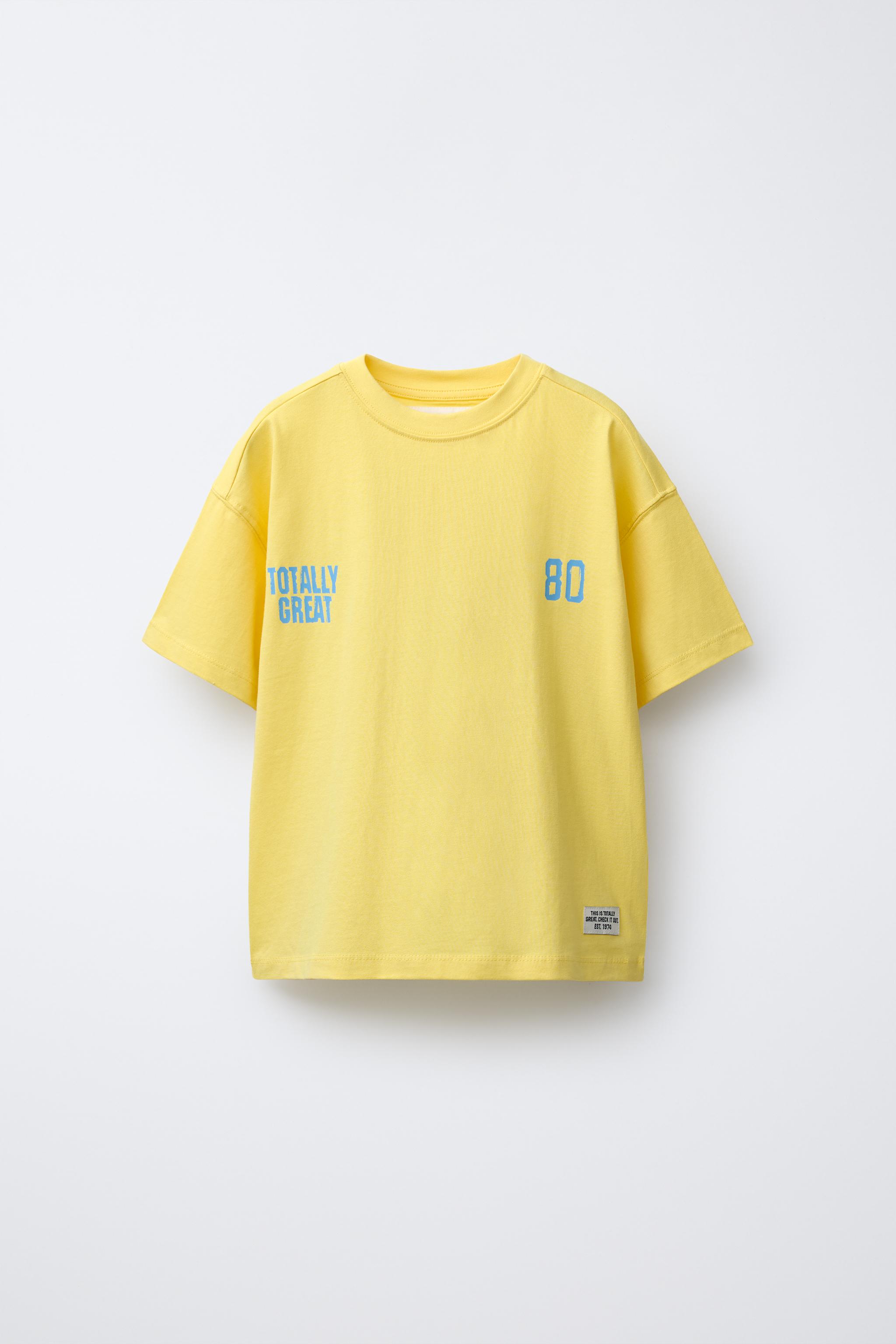 TEXT PRINT T-SHIRT - Yellow | ZARA United States