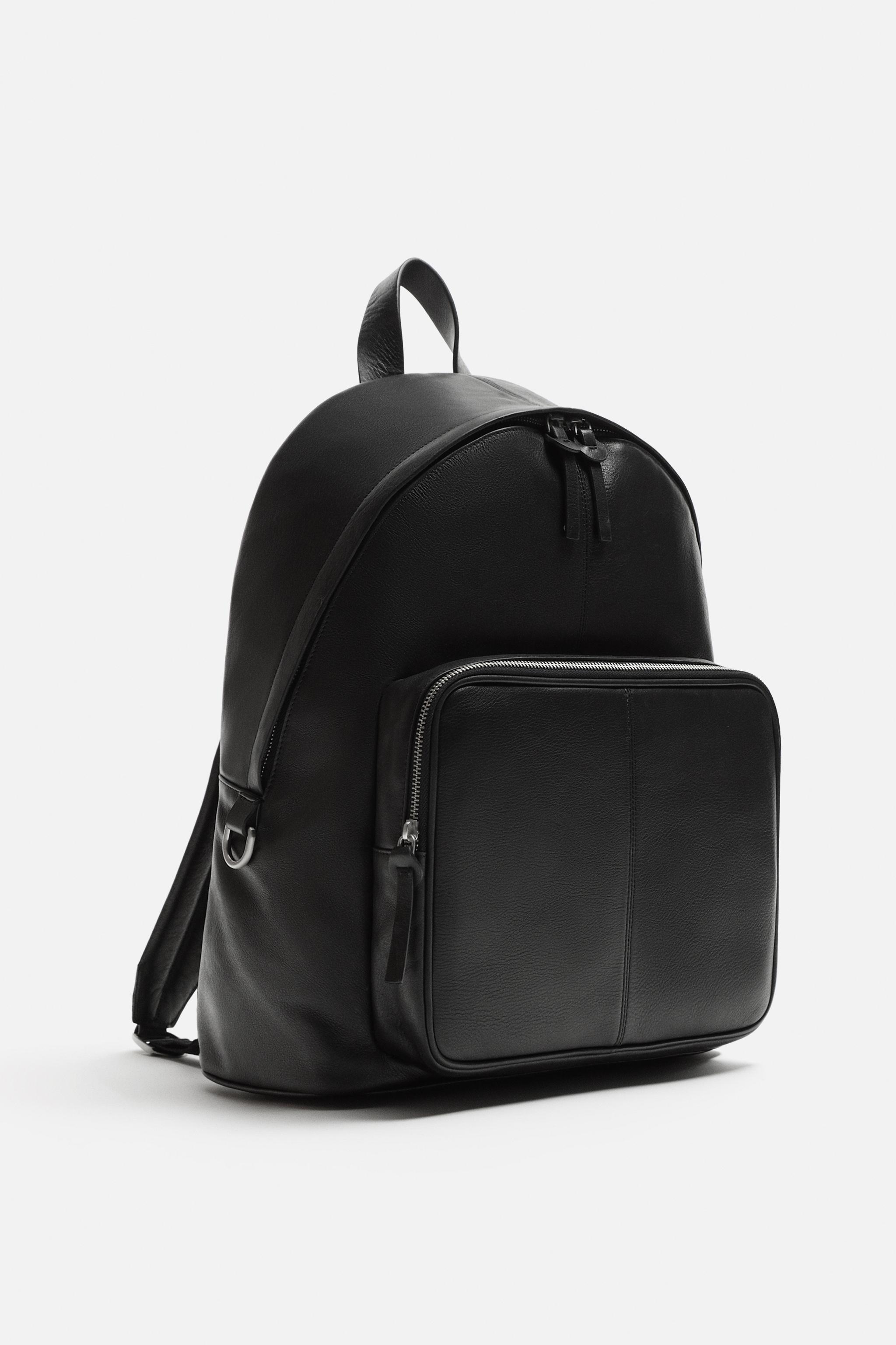 LEATHER BACKPACK Black ZARA Turkey