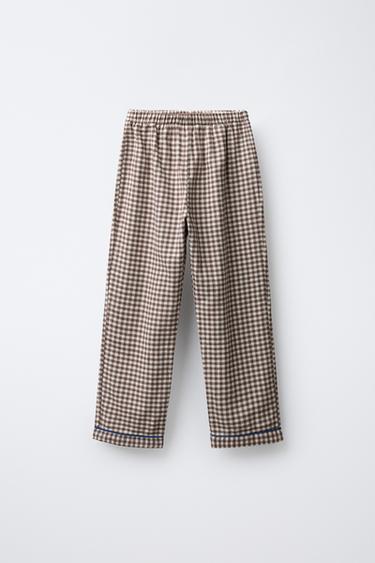 AGES 6-14 / FLANNEL GINGHAM PYJAMAS - Brown by Zara