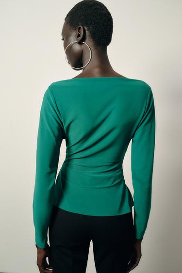 DRAPED WAIST TOP - Green by Zara - Image 5