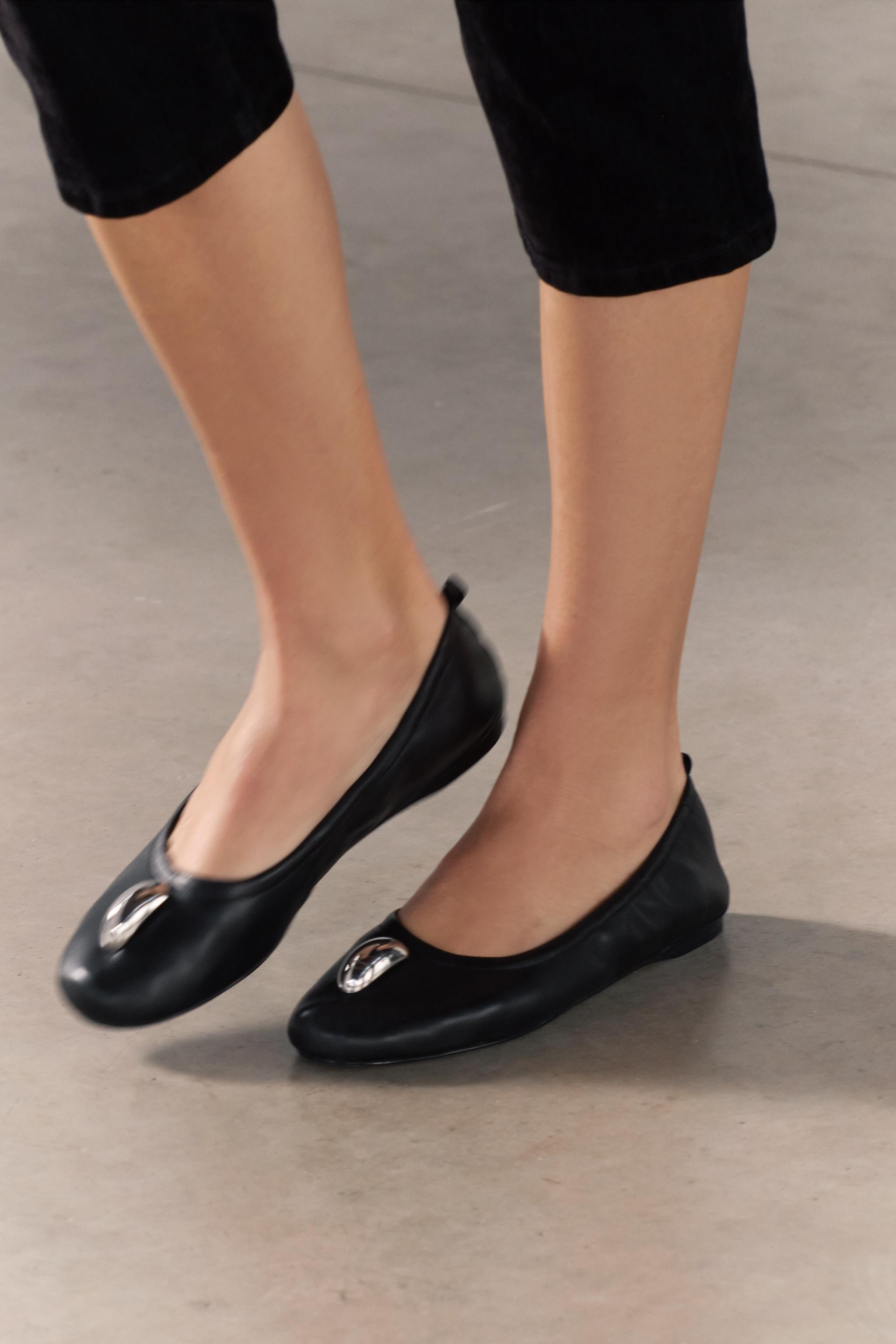 Leather ballet flats store sale