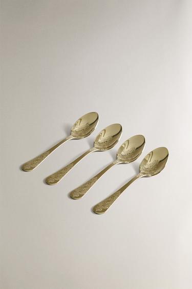 SET OF ENGRAVED DESSERT SPOONS (SET OF 4) - Cava by Zara - Image 1