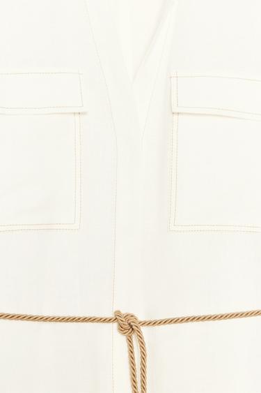 RAMIE SAFARI SHIRT WITH DRAWSTRING - Oyster-white by Zara - Image 6