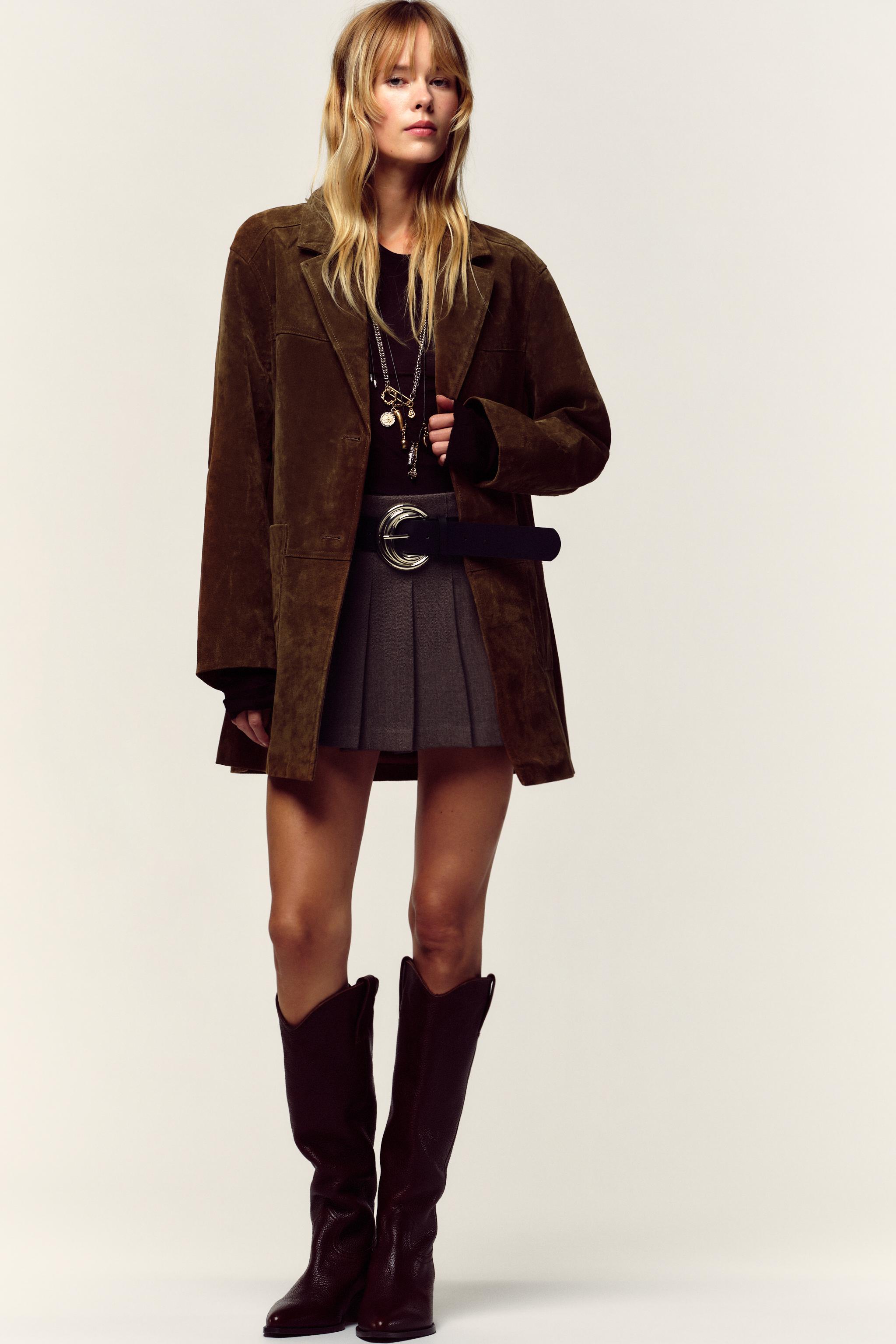 プリーツプリーズ　キュロットスカート プリーツベルト付きキュロットスカート - ブラウン | ZARA Japan