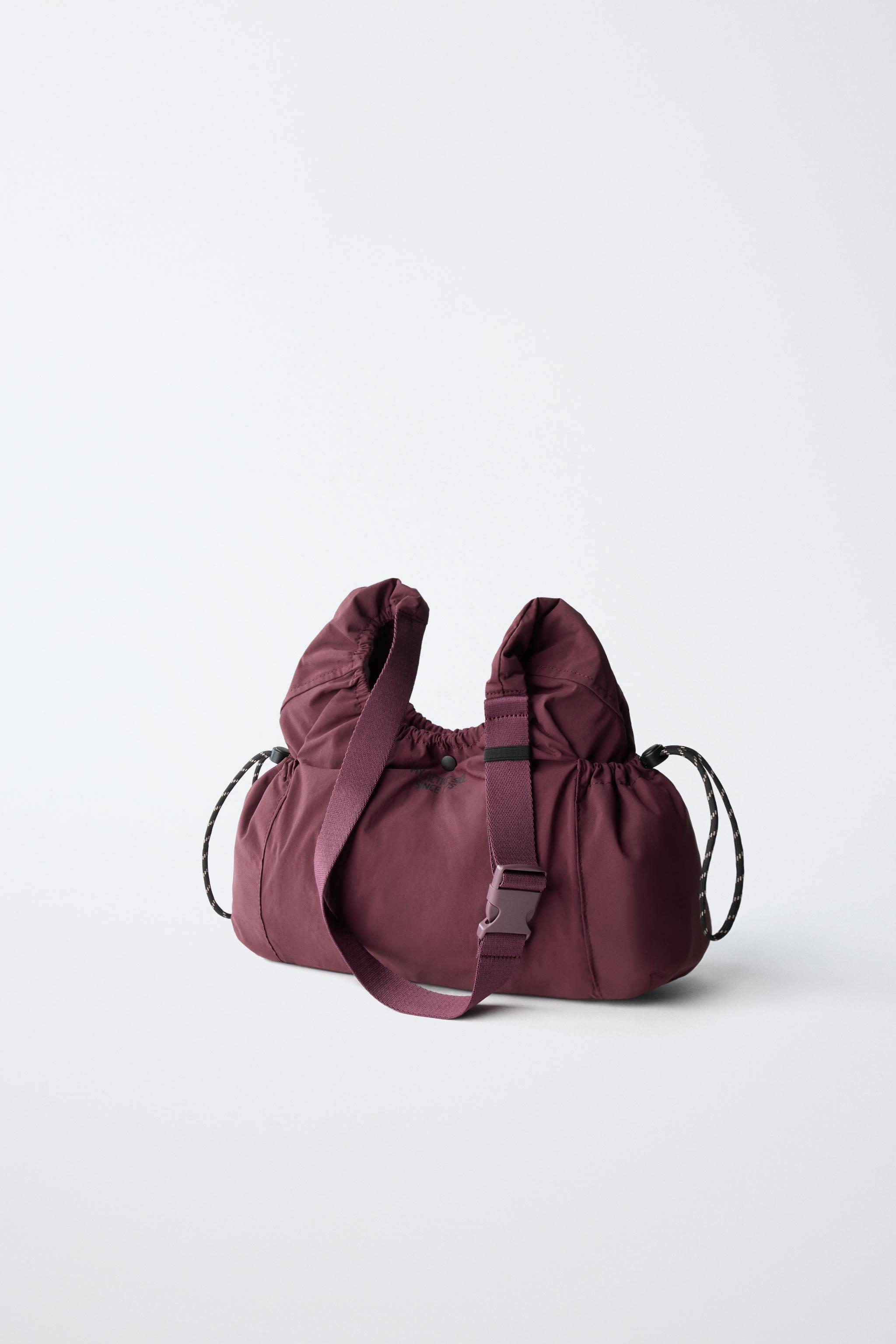 NYLON CROSSBODY BAG — Burgundy Red