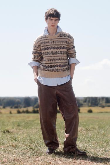 LIMITED EDITION 幾何学模様ジャカードセーターベージュZaraのLIMITED EDITION 幾何学模様ジャカードセーター - ベージュ